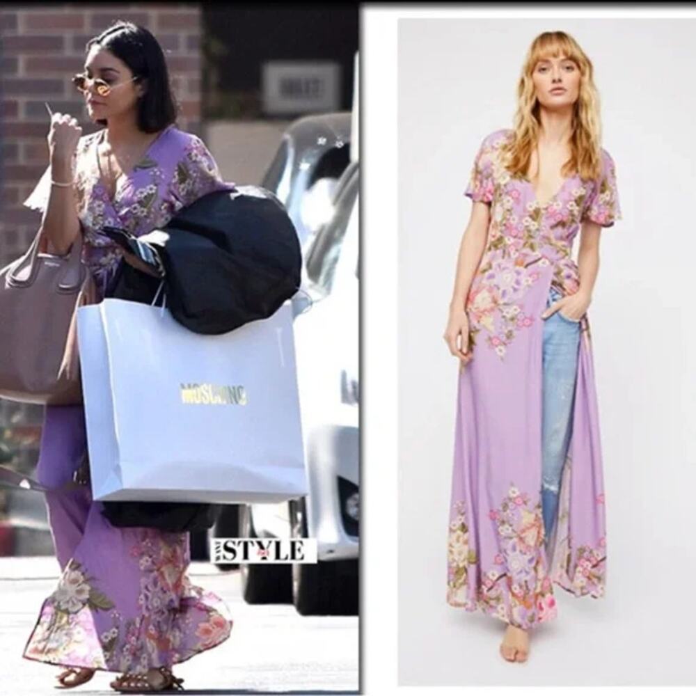 Spell Gypsy Dress Womens XS Blue Skies Wrap Lilac Maxi ASO Vanessa Hudgens